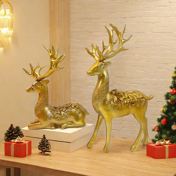 Artful decorative figure of a magnificent deer with floral details Stornfield