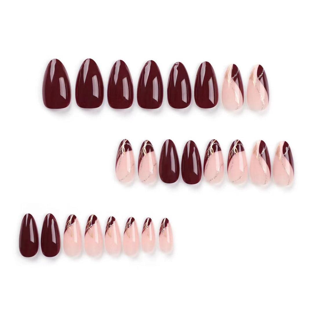 Elegant Matte and Glossy Almond-Shaped Press-On Nail Extensions Stornfield
