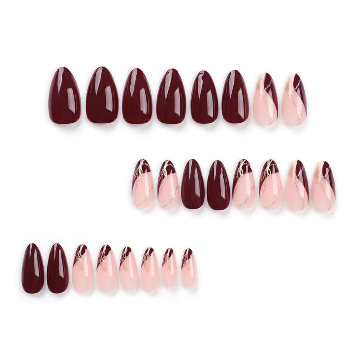 Elegant Matte and Glossy Almond-Shaped Press-On Nail Extensions Stornfield
