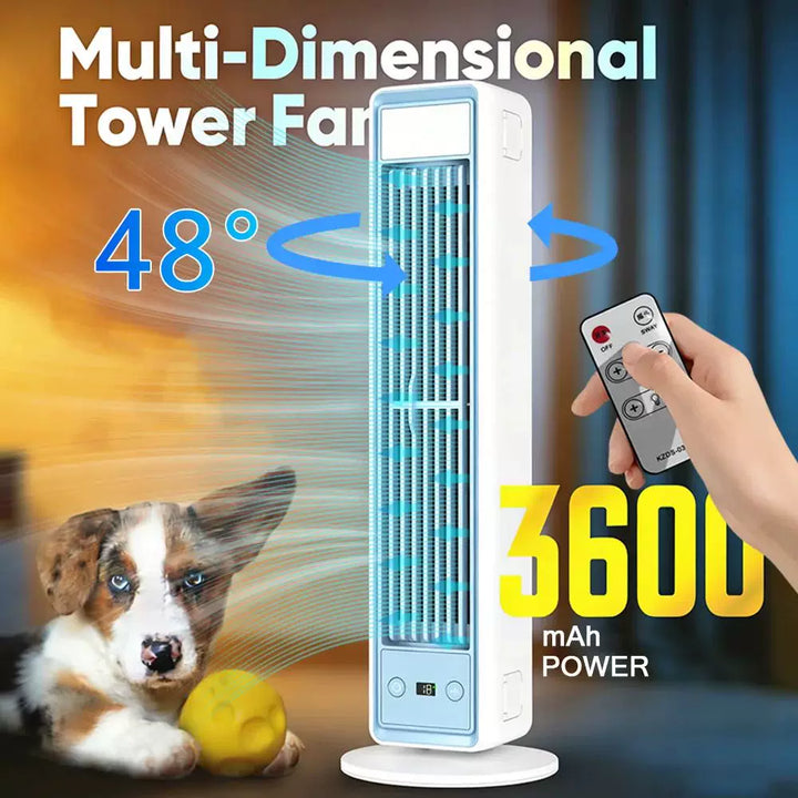 Unisex one size slim vertical personal air circulator with remote control adjustable louvers whisper-quiet DC motor Stornfield