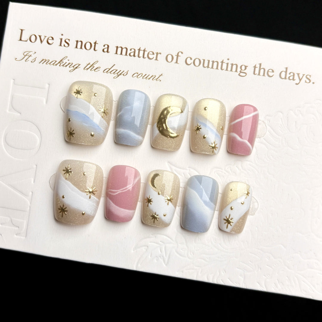 Artistic Celestial-Inspired Press-On Nail Set