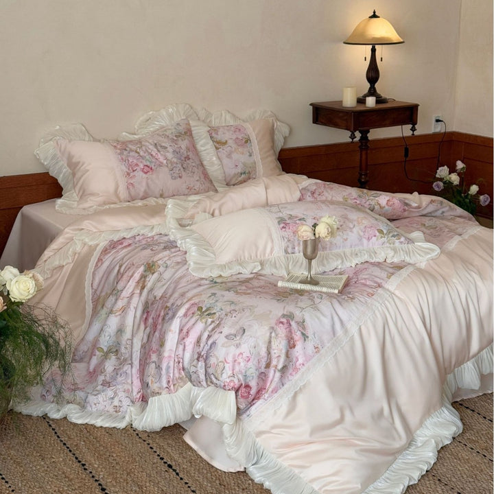 Floral Ruffled Luxury Duvet Cover Set