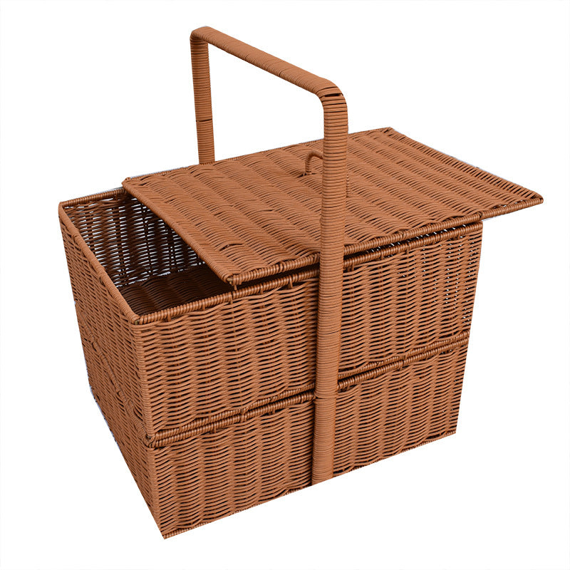 Multi-Functional Woven Storage Basket with Lid Stornfield