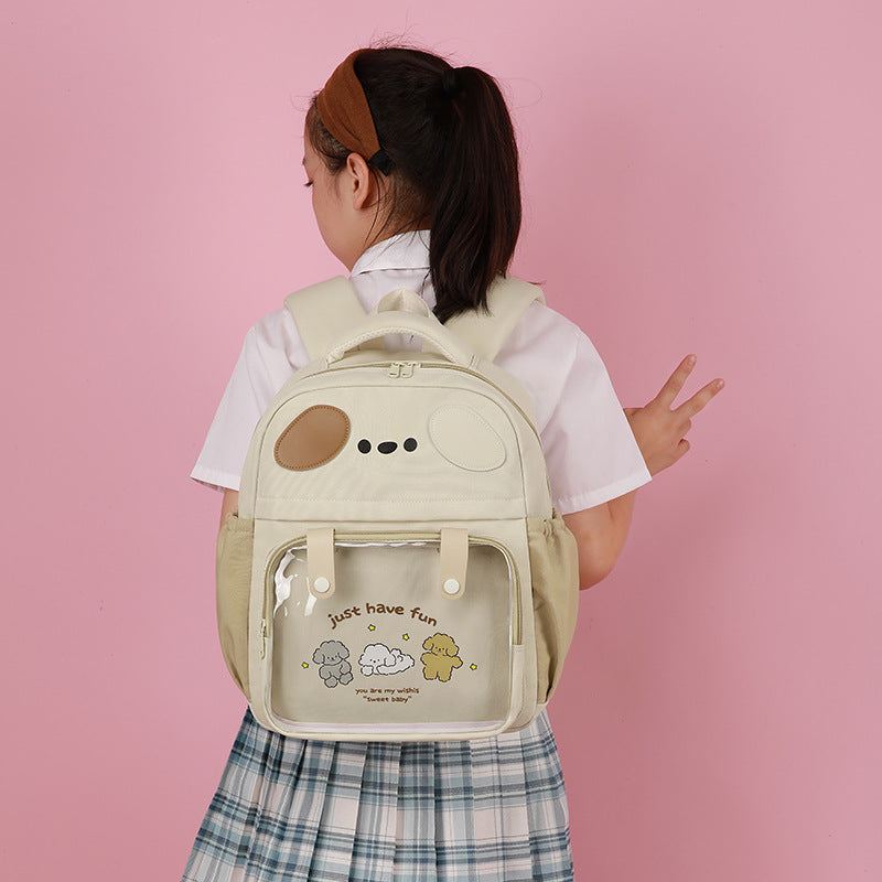 Backpack with Transparent Compartment and Playful Design Stornfield