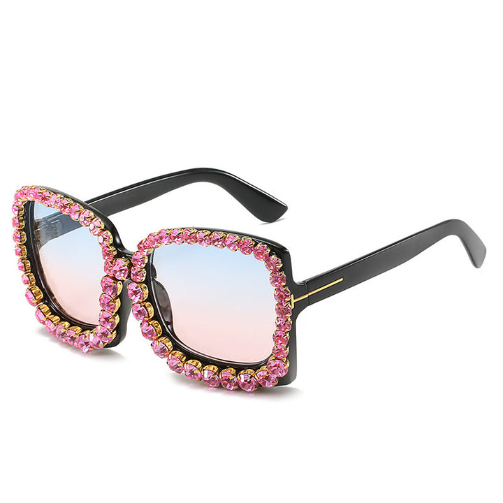 Glamorous Rhinestone-Embellished Oversized Sunglasses Stornfield
