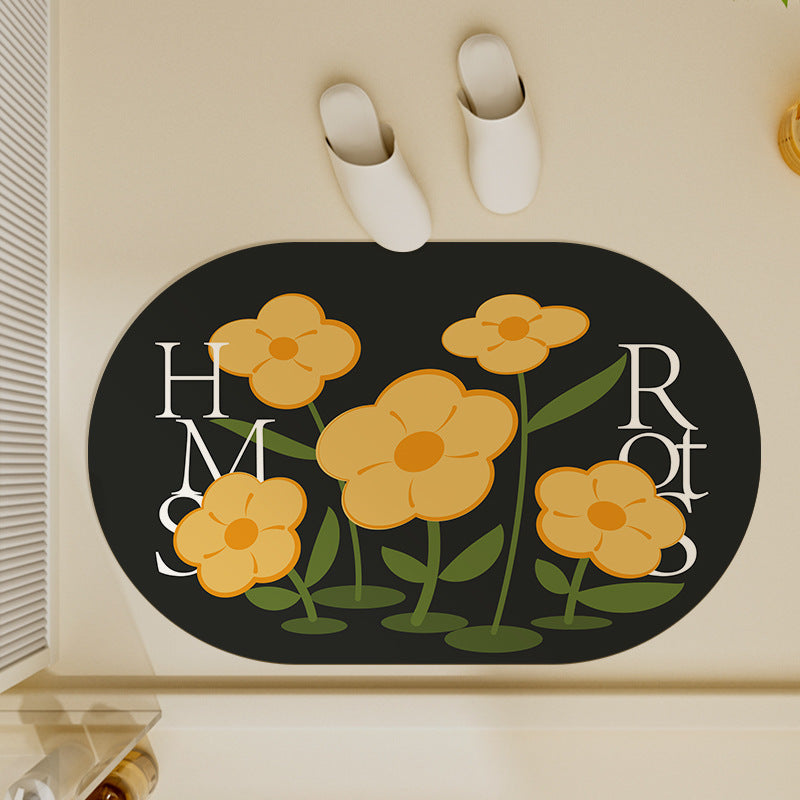 Floral Pattern Bath Mat for Bathroom