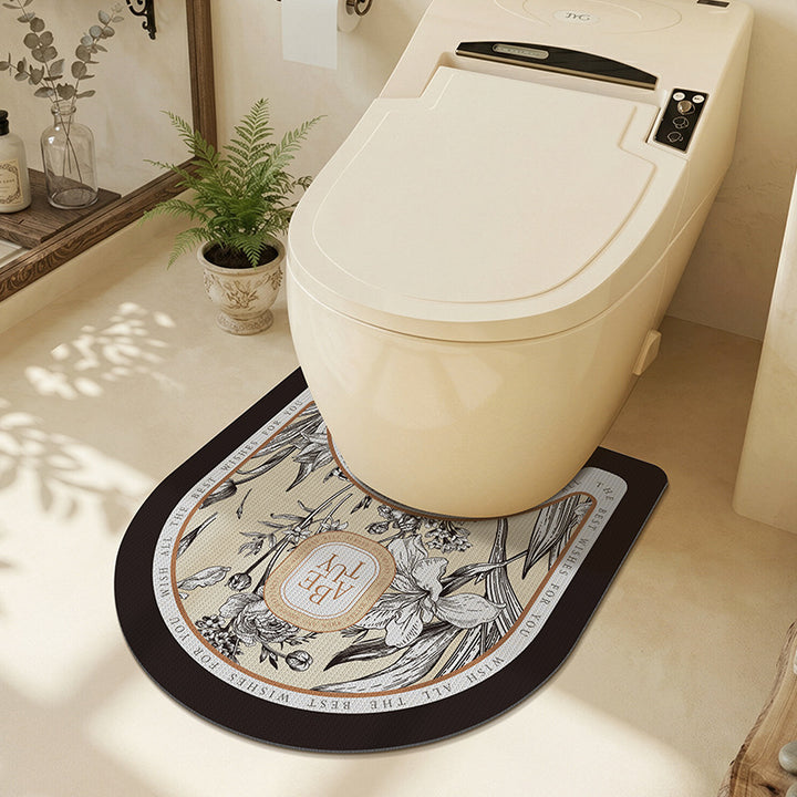 Floral Patterned Toilet Rug