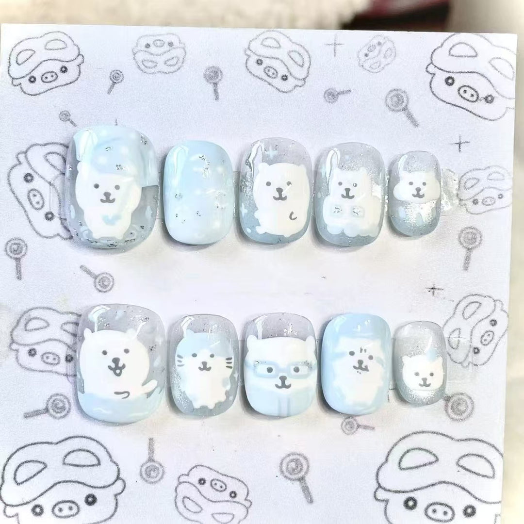 Whimsical Character Press-On Nail Art Set Stornfield