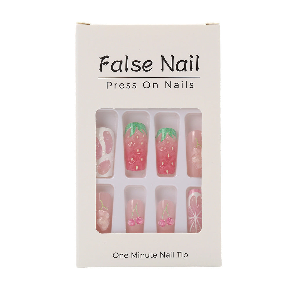 Artificial nails with strawberry and cherry designs Stornfield