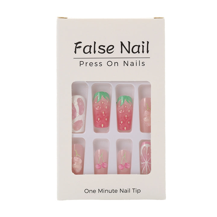 Artificial nails with strawberry and cherry designs Stornfield