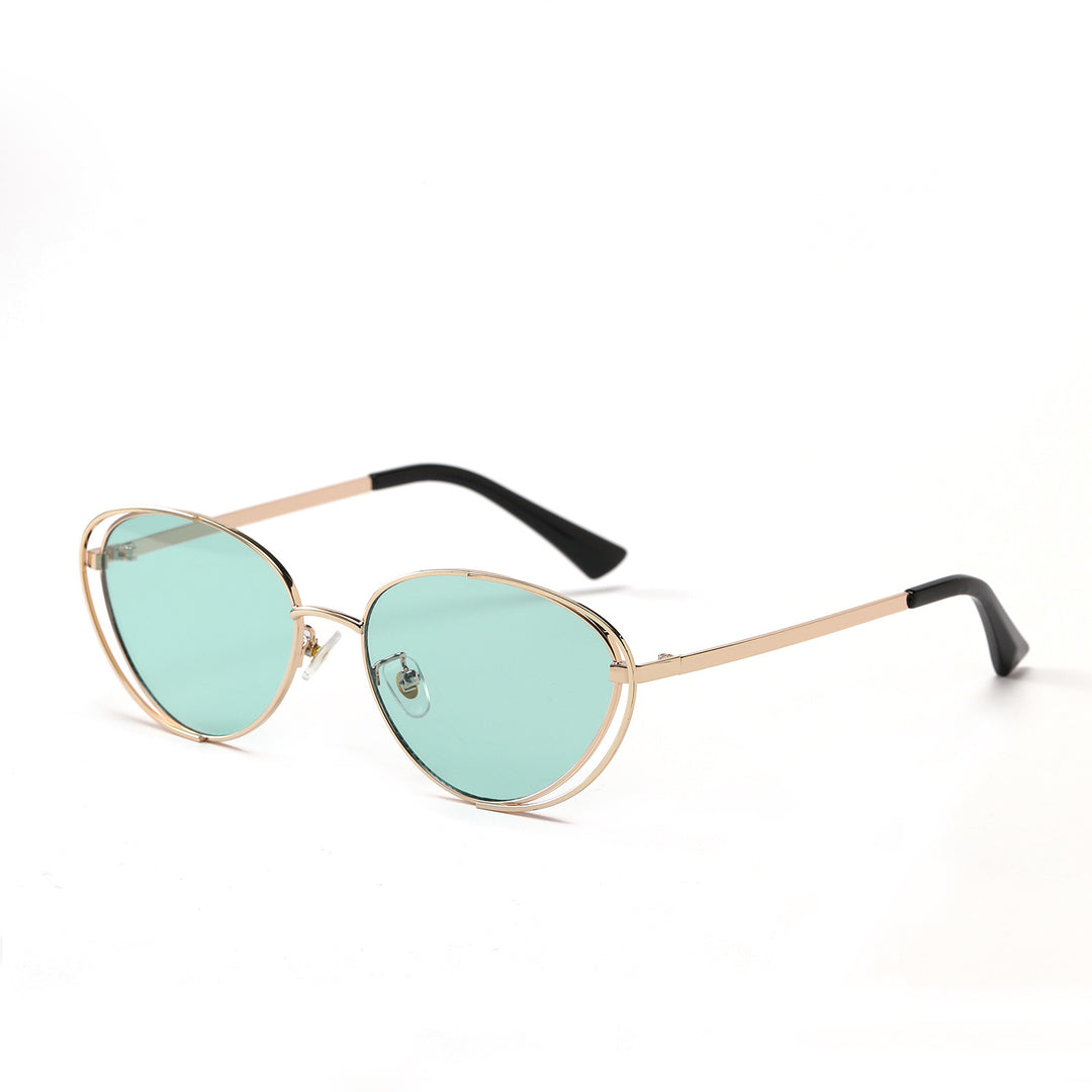 Ladies geometric sunglasses with red lenses and elegant metal frame Stornfield