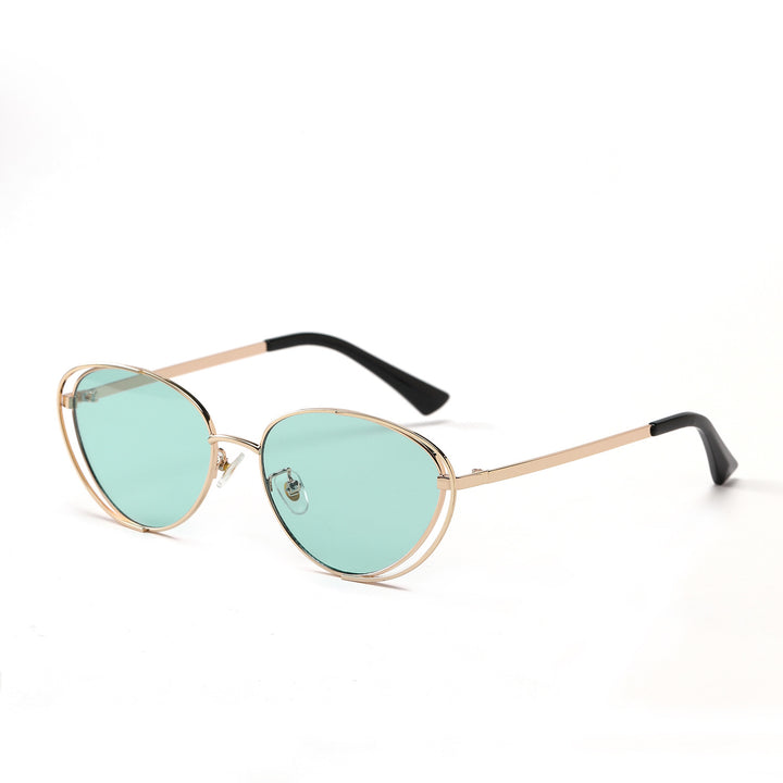 Ladies geometric sunglasses with red lenses and elegant metal frame Stornfield