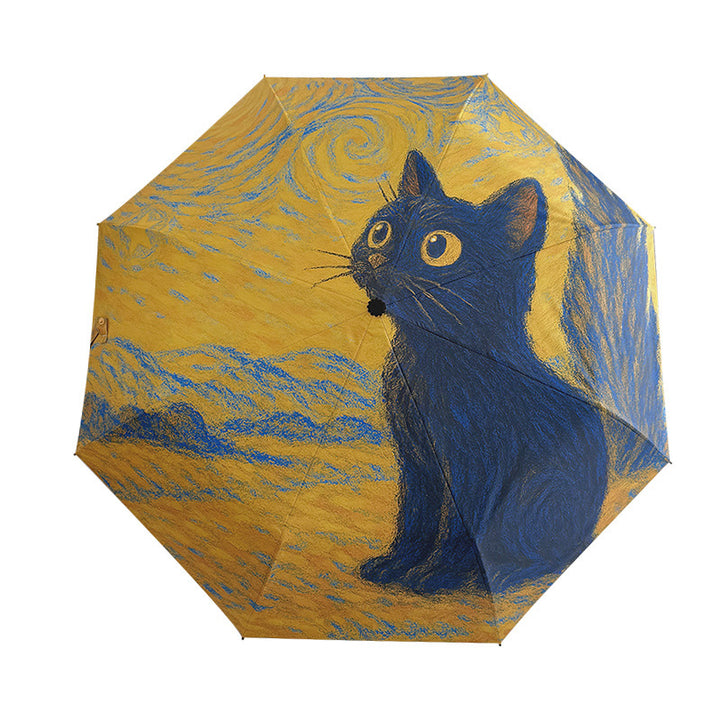 Women's Automatic Folding Umbrella with Cat Design Stornfield
