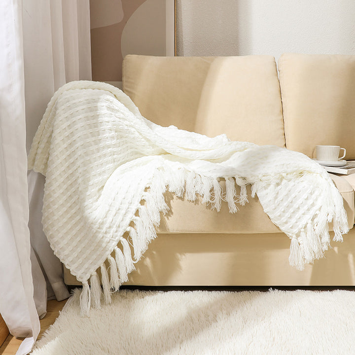 Women's Structured Throw Blanket with Fringes Stornfield