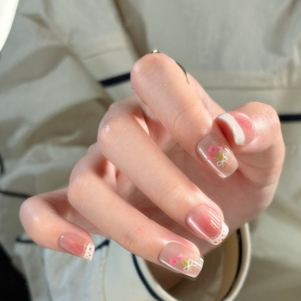 Stylish Press-On Nail Set with Animal Print and Gem Accents Stornfield