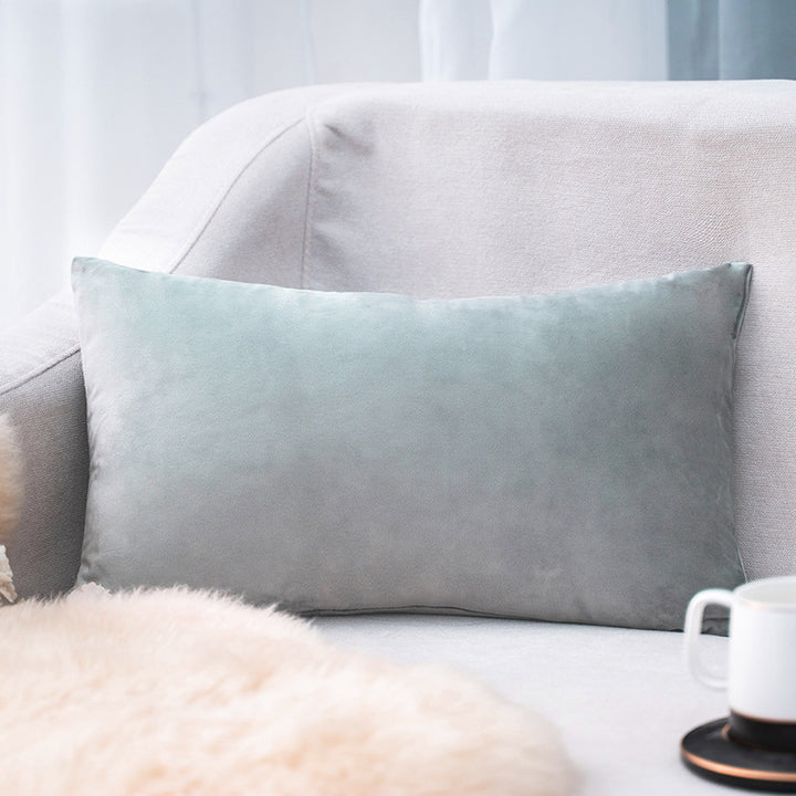 Plush Velvet Lumbar Pillow Cover with Hidden Zipper and Removable Insert Support