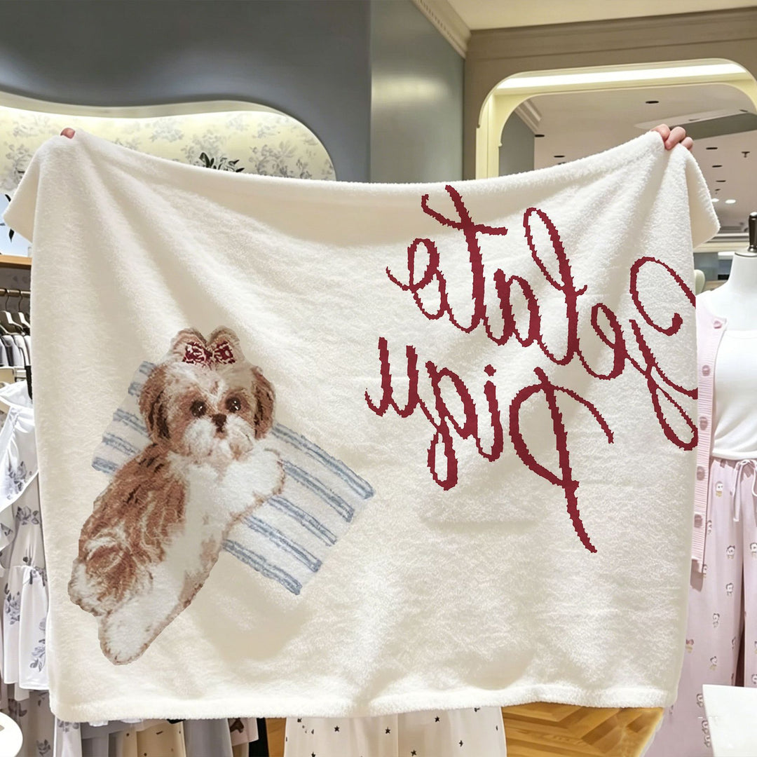 Decorative Dog Themed Fleece Blanket