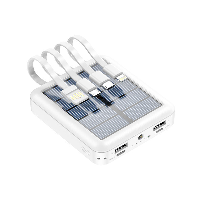 Portable solar power bank with integrated charging cables and efficient fast charging function Stornfield