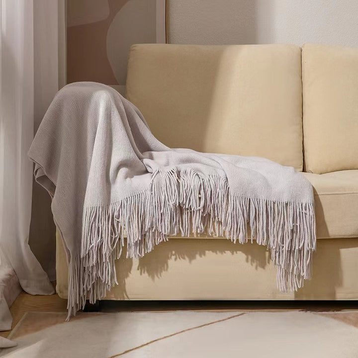 Luxurious Fringe Knit Throw Blanket
