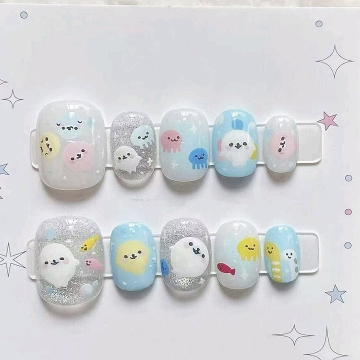 Whimsical Character Press-On Nail Art Set Stornfield