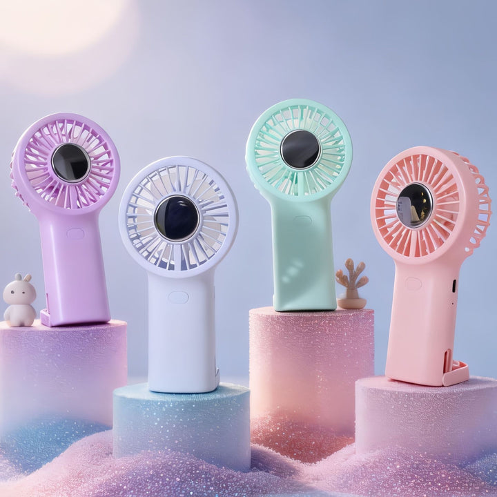 Women's portable handheld fan with ergonomic design and USB charging port Stornfield