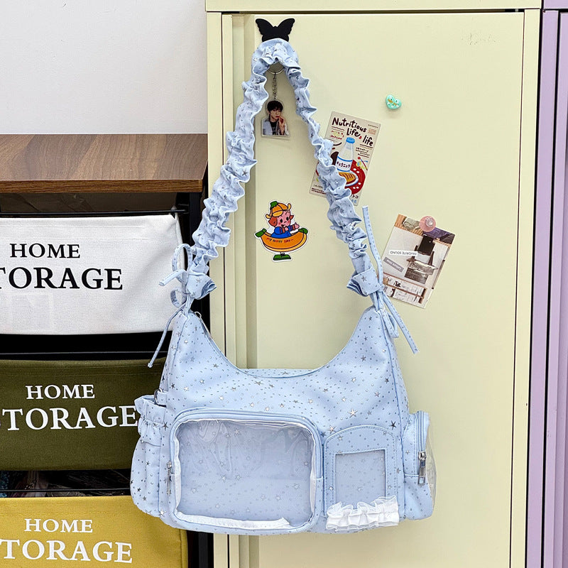 Star-Print Ruffle Strap Shoulder Bag Stornfield
