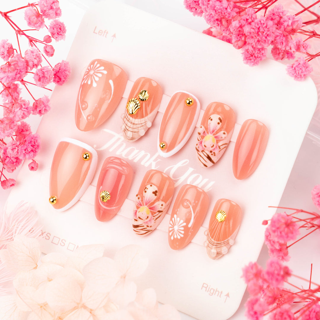 Elegant Floral Press-On Nail Art Design Stornfield