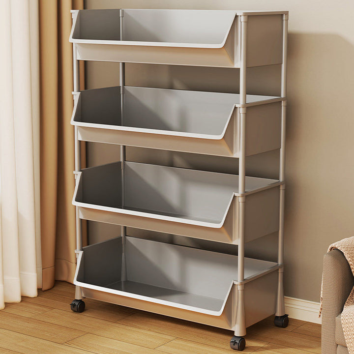 Compact Two-Tier Rolling Storage Cart with Side Hooks