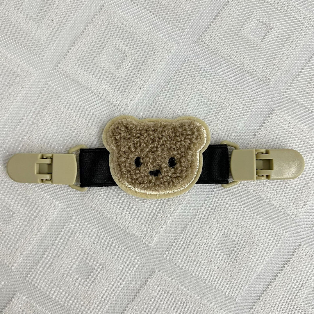 Plush Teddy Pacifier Clip with Safety Buckle and Elastic Strap