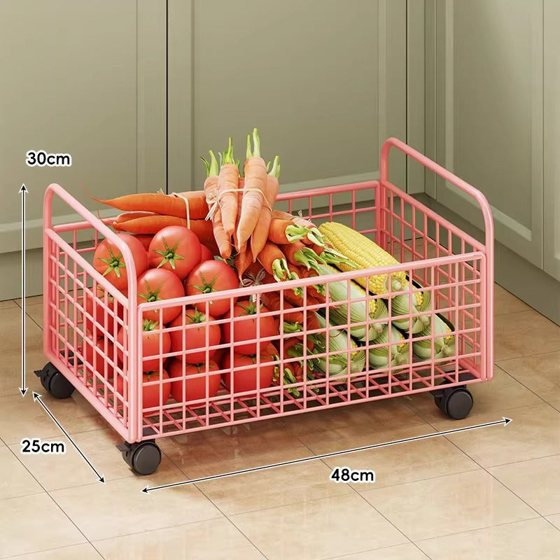 Modular Ventilated Mesh Pantry Trolley with Divided Shelves and Smooth Locking Casters