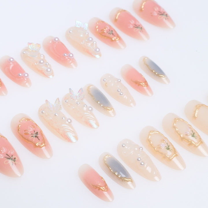 Elegant Stiletto Nail Art Extensions with Floral Embellishments Stornfield
