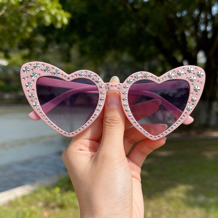 Rhinestone-Accented Heart-Shaped Sunglasses Stornfield