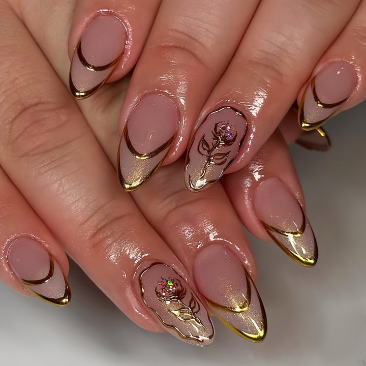 Elegant Floral Accent Press-On Nails Stornfield
