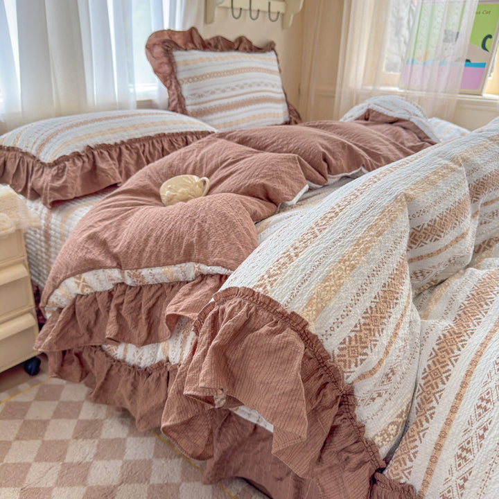 Playful Animal-Themed Ruffled Bedding Set