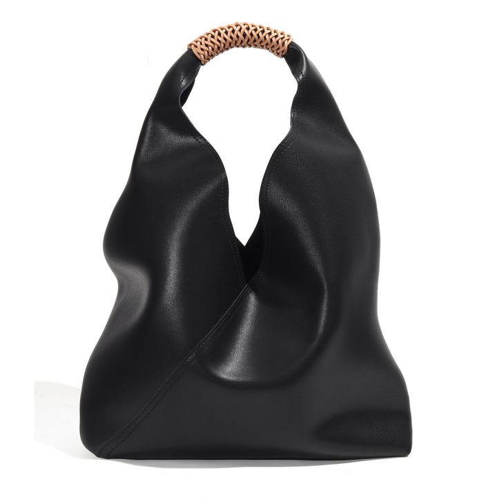 Asymmetrical Slouchy Hobo Tote with Braided Top Handle