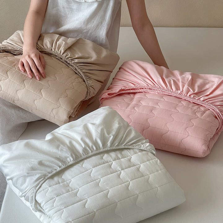 Quilted Fitted Mattress Protector and Pillow Cover Set