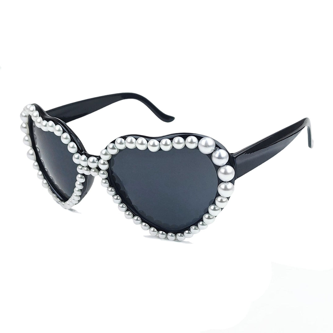 Women's Heart-Shaped Sunglasses with Glitter Stone Trim Stornfield