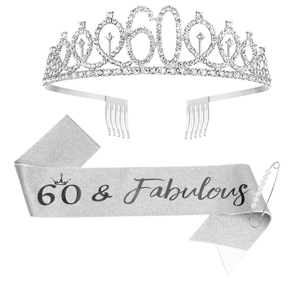Ladies Sparkling Tiara with personalized 80th Birthday Inscription Stornfield