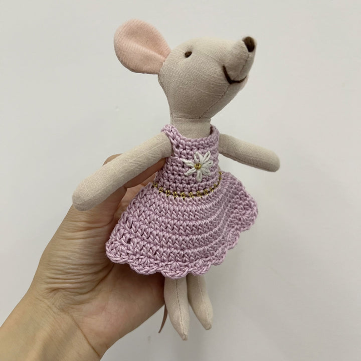 Handcrafted Organic Cotton Bunny Doll with Linen Jacket and Plaid Shorts