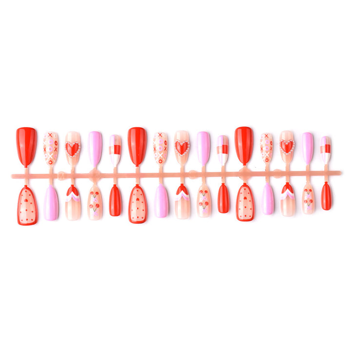 Heart-Inspired Artistic Press-On Nail Art