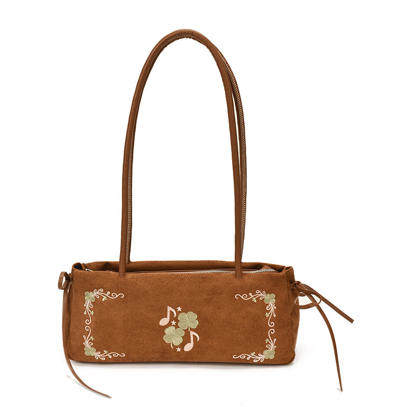 Embroidered Suede Handbag