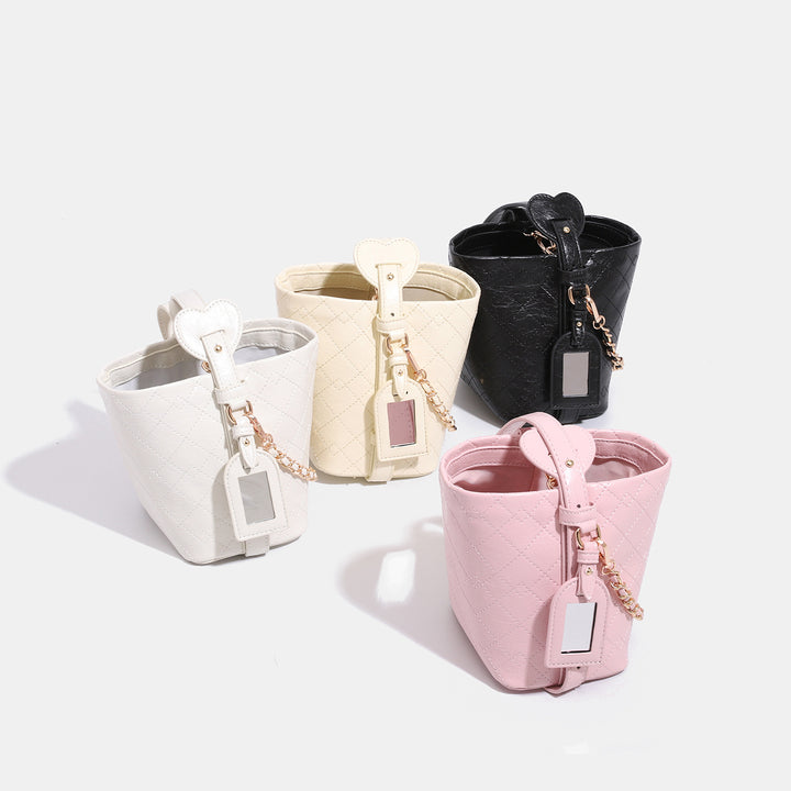 Textured Leather Bucket Handbag