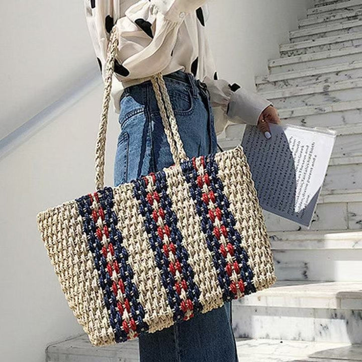 Handbag Made of Braided Natural Material with Colorful Accents Stornfield