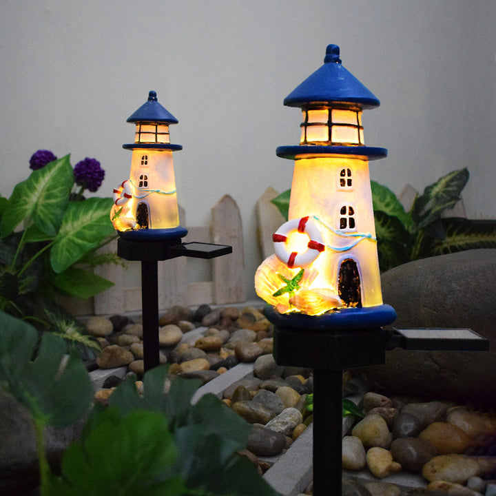 Solar-Powered Coastal Lighthouse Garden Stake Light With Warm LED Resin Lantern And Dusk-To-Dawn Sensor Stornfield