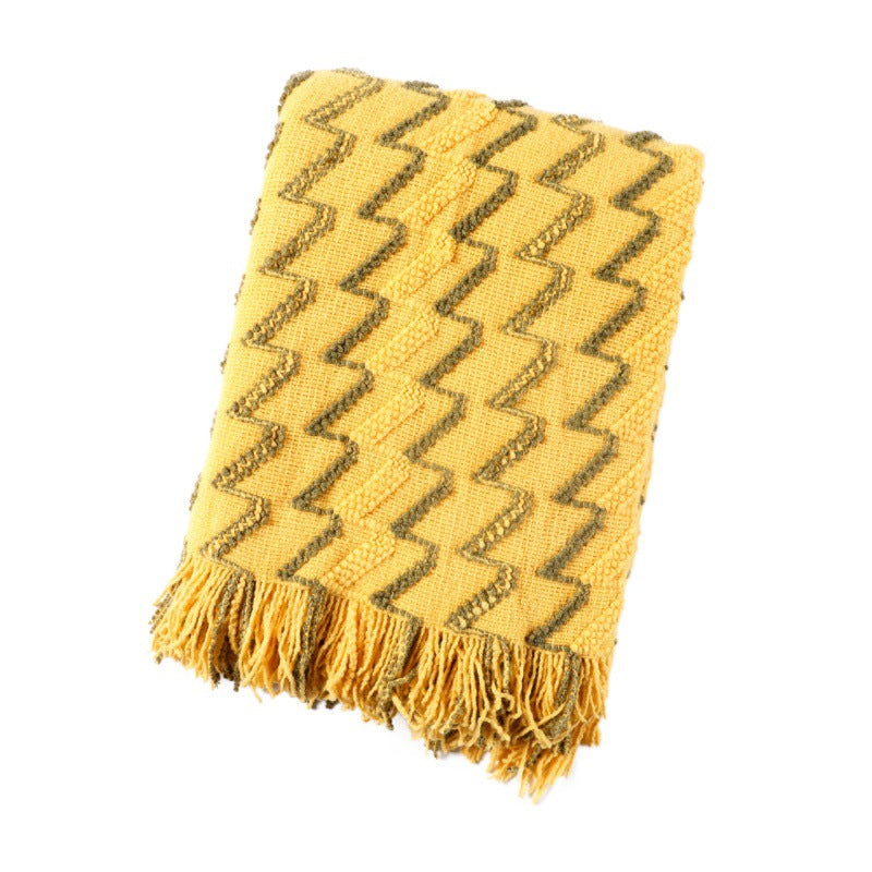 Cozy Textured Fringe Throw Blanket