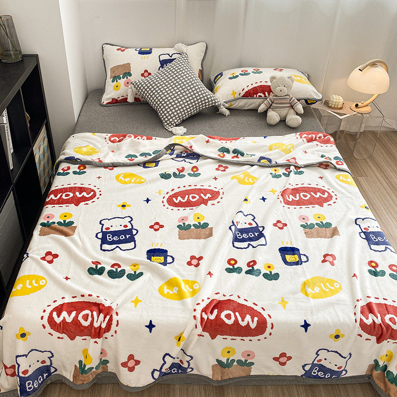 Plush Floral Bedspread and Pillowcase Set