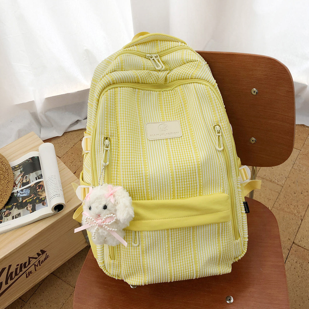 Striped Backpack with Keychain Charm Stornfield