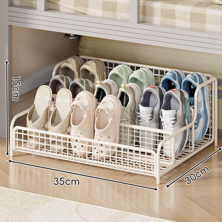 Compact Stackable Under-Bed Metal Mesh Multi-Slot Shoe Storage Drawer Organizer