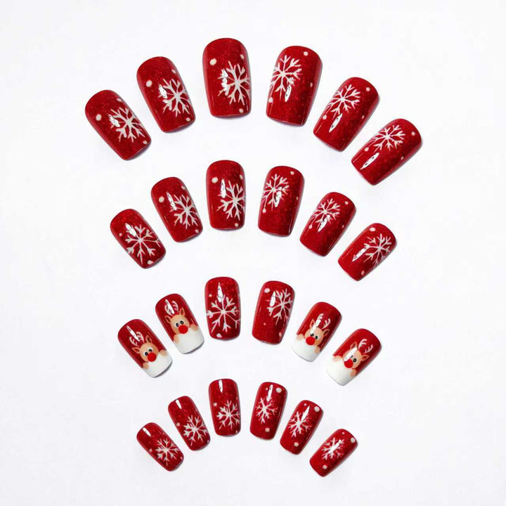 Artificial nails with festive reindeer design Stornfield
