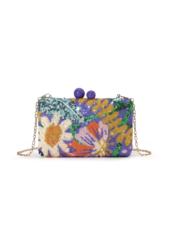 Sequin Floral Clutch